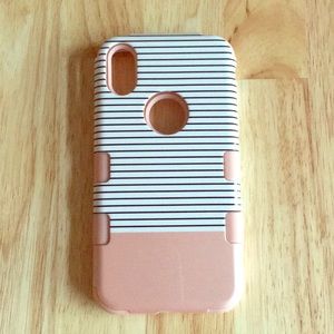 iPhone X anti slip hard case rose stripes